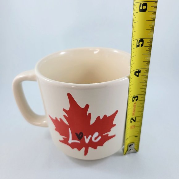 Maple Leaf Ellen Degeneres Love Mug Cup Coffee Tea 16oz Red Cream Valentine’s - Picture 9 of 10